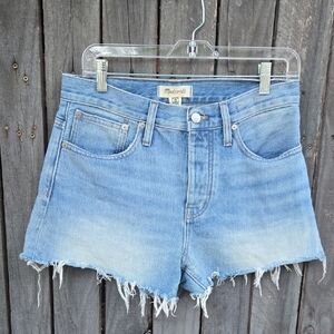 Madewell Blue Cut-Off Jean Shorts Distressed Style